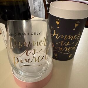 Primitives by Kathy wine glass “Dinner is Poured” - NWT 15oz